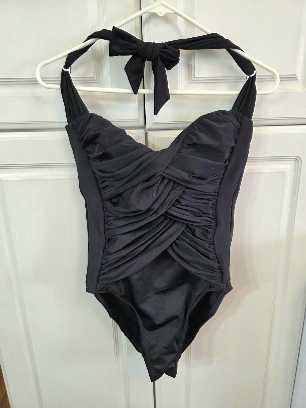Magicsuit Black Ruched Halter One-Piece Swimsuit Size 10 EUC